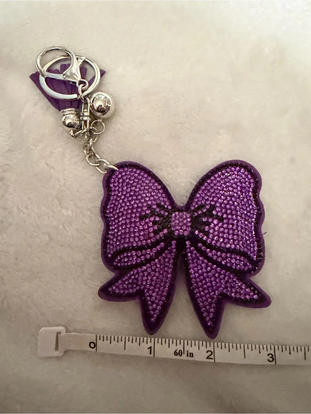 Purple & Black Rhinestone Bow Keychain o/ Bag Charm